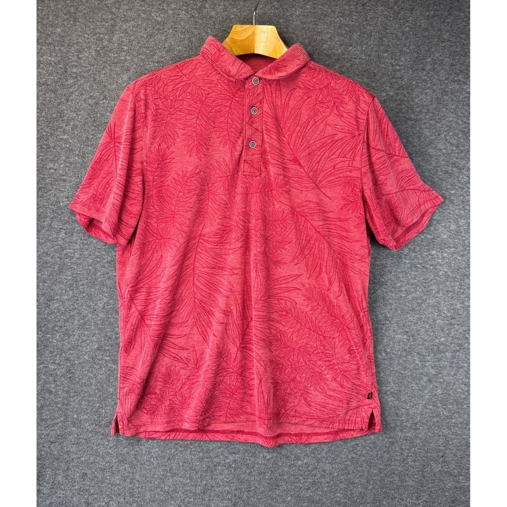Tommy Bahama Palmetto Beach Red Tropical Luxurious Polo Shirt ST225936 Mens L
